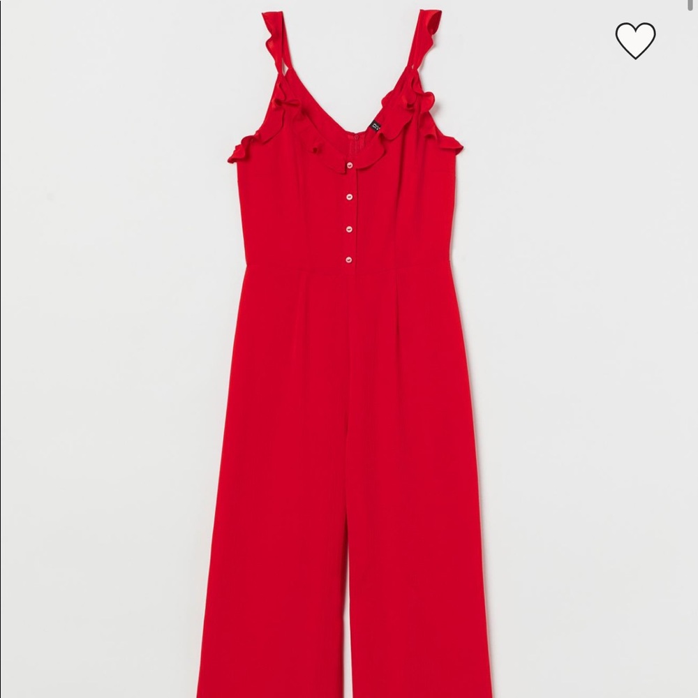 H&M adorable summer time red jumpsuit